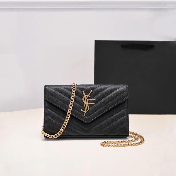 

Designer Bag Shoulder Bag Purse Ladies Crossbody Flap Embossed Denim Leather Chain Wallet Classic Black Gold Label Fashion Deluxe Bag High Quality Handbag Envelope, #10 sheepskin 23cm
