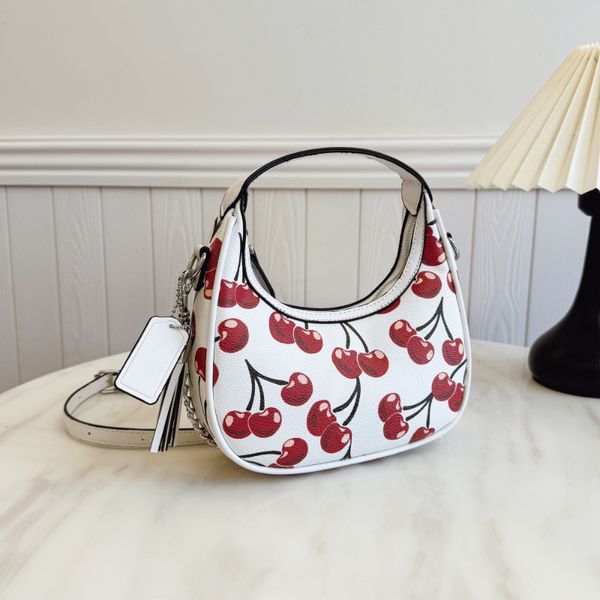 Brand Designer Shoulder Bag with cherry print Crossbody Bag with Long Chain Strap Chao080