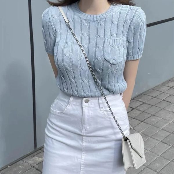 

Women T-Shirt Pony Designer Button Style Knit Tee Slim Fit Cotton Soft Breathable Inspired Top womens designer clothing Embroidered Pony T shirt, 2802-red