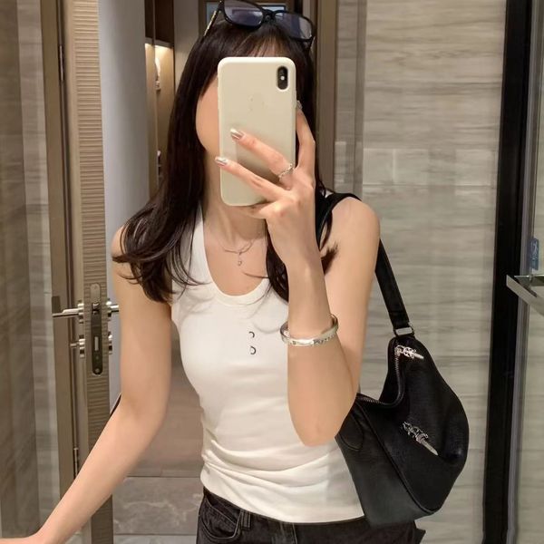

Designer tank top womens tanks Short casual slim fit fashionable cotton tank Top, Black-7314