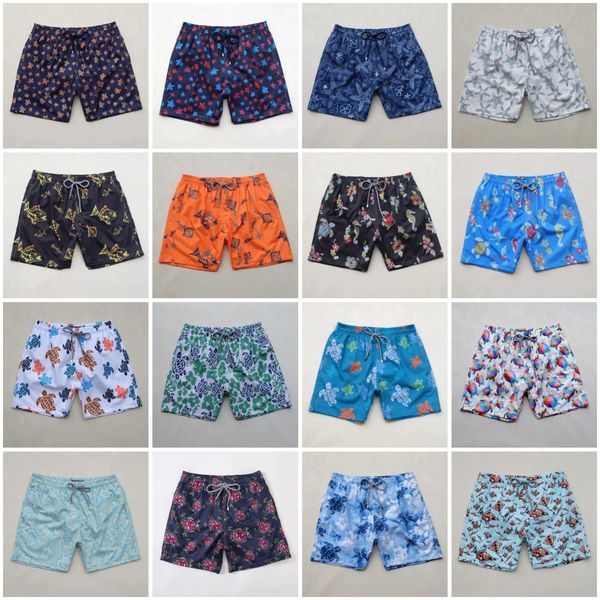 Mens quick drying printed short swimming trunks mesh lined swimsuits elastic breathable waterproof Bermuda turtle board short Free shipping