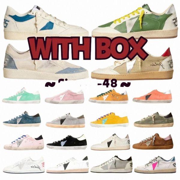

golden Goods deluxe Brand Men Women sneaker Ball Star dirty Shoes Super-star old-made star shoes old school with box size 36-48 r20J#, Coffee