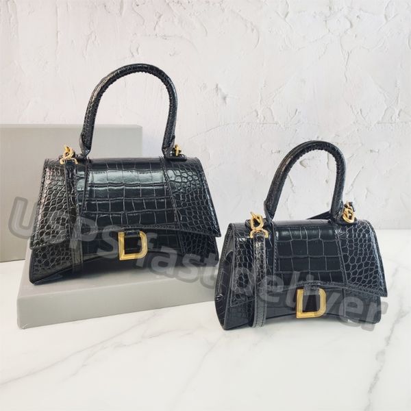 

Hour glass bag Crocodile Embossed Top Handle Women Designer tote crossbody handbag Shoulder Luxurys handbags Alligator letter half moon lady fashion pillow bag, Cro-black-gold