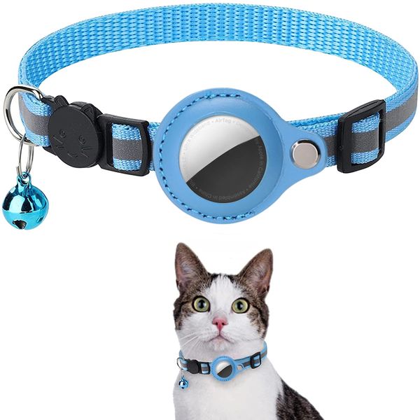 

Cat Collars Pet Airtag Tracker Protective Case Anti Loss Pet Positioning Collar Cat Supplies Adjustable Kitten Reflective Bell Neck Ring Mechanical lock buckle, Yellow