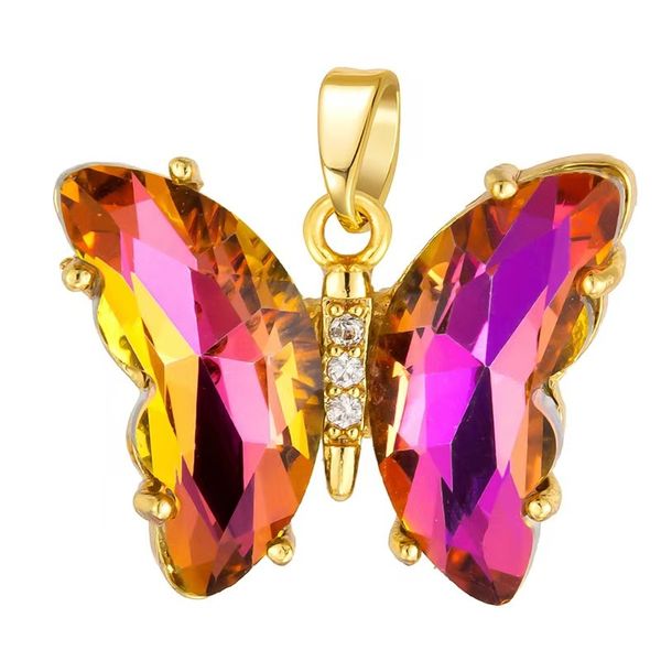 

Wholesale In Stock New Stlye Multiple 2025 Stainless Steel Crystal Zircon Gradually Changing Color Butterfly Necklace jewelly Pendant
