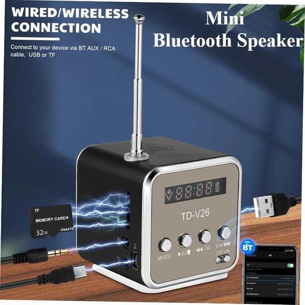 Mini Bluetooth Speaker TD-V26 Portable FM Radio Small Sound Box Wireless Soundbar Stereo MP3 Music Player Support TF Loudspeaker K251110