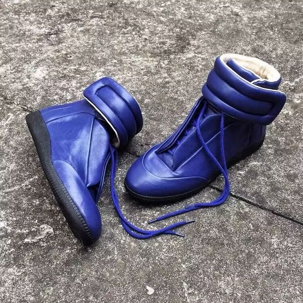 

brand mm22 maison future high top sneakers shoes front touchstrap fastening leather round toe party dress technical casual walking 53c a8a top AAAA, Silver