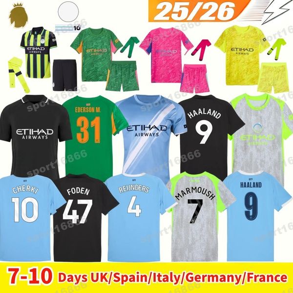 

25 26 mans city Soccer Jerseys HAALAND FODEN DOKU GVARDIOL RODRIGO GREALISH BERNARDO MATHEUS Cherki Fans Player Version Home Away Football Shirt Men Kids Kits Socks, Blue