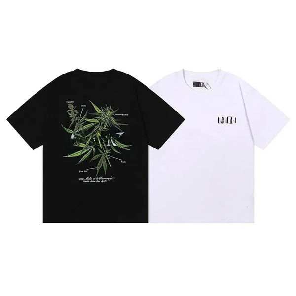 

Vibrant Green Leaf Pattern Graphic Tees, Black