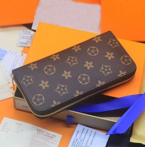 

Designers ZIPPY WALLET High Quality Soft Leather Mens Womens Iconic textured Fashion Long Zipper Wallets Coin Purse Card Case Holder Wth bag 6 colour, Black grid60017