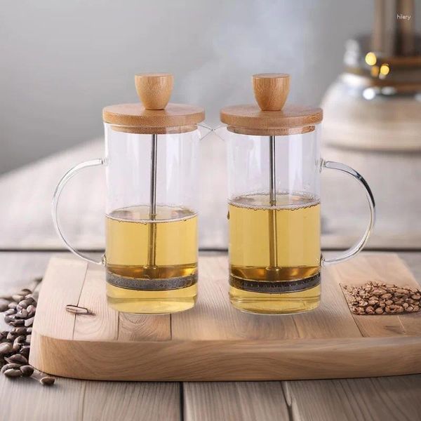 Water Bottles Stainless Steel Glass Coffee Maker Transparent French Press Pot Heat Resistant Borosilicate Tea Kitchen Tools