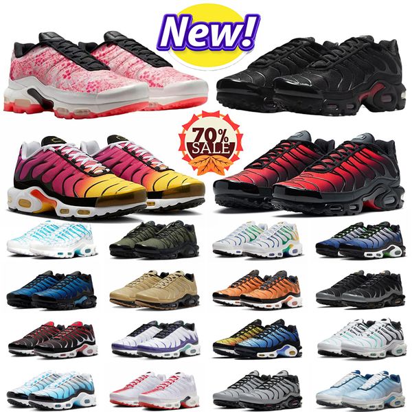 

Free Shipping tn shoe running shoes sneakers mens trainers tns Triple Black White Hyper Blue women men outdoor sports sneaker size 40-46