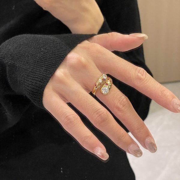 

Wholesale In Stock 2025 Simple 18K Gold Plated Eco-friendlly Brass Red Gemstone Rings Open Finger Band New Trend Fashion Jewelry For Womem
