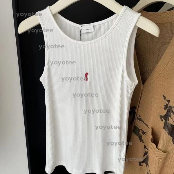 

Women's Tanks Embroidery Logo Tank Top Summer Short Slim Navel Elastic Sports Knitted Tanks BFD2504124, White