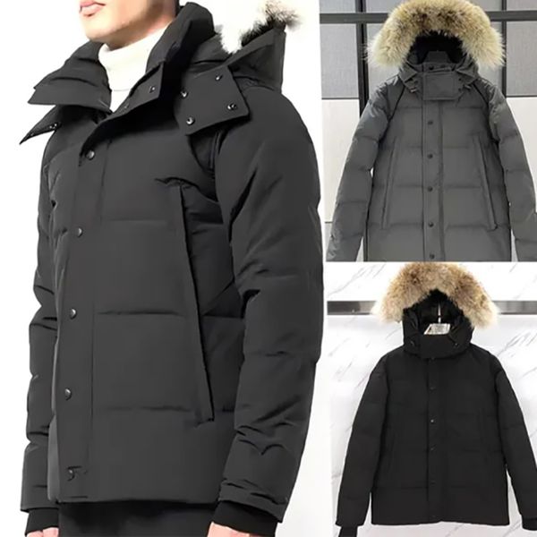 

Canadian Puffer Jackets women Down Jacket mens puffer jacket Wolf fur jacket winter parka with big fur hood windproof shell warm outdoor fashion mens winter down coat, Blue