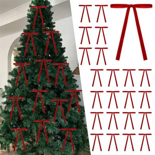 Christmas 10/20PCS Velvet Tree Red Ribbon Bows DIY Crafts Gift Wrapping for Xmas Home Decoration ddmytues