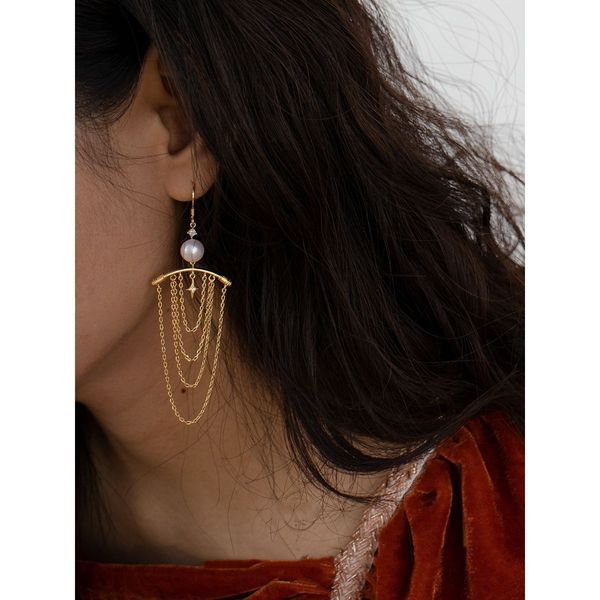 

Fashion 14K Gold Filled Eco-friendly Brass Multi-layers Pearl Hook Earrings Vintage Star Drop Dangles Tassel Earrings Retro Exaggerated Jewelry