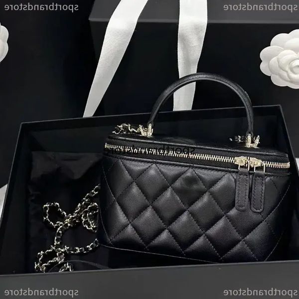 

Vanity Case Designer Makeup Leather Chain Mini Box 24B 45678218 Handbag For Women Luxury Fashion Shoulder Crossbody Bag With Metal Handles Womens Bag 24K, Chocolate