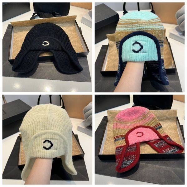 

Knitted Hat for Men and Woman Ear Muffs Hat Designer Beanie Hat Fashionable Winter Warm Wool Hat High Quality Couple Gift, Beige