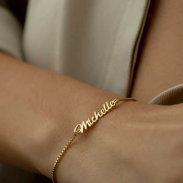 Custom Name For Women Any Font with Box Chain Gold Stainless Steel Necklace Best Friend Perfect Birthday GiftW251112