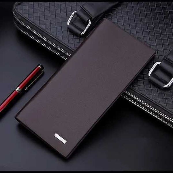 Lg Business Card Holder Double Fold Wallet for Men Aluminum Metal Credit PU Leather Purse Mini Checkbook Wallet Y251113