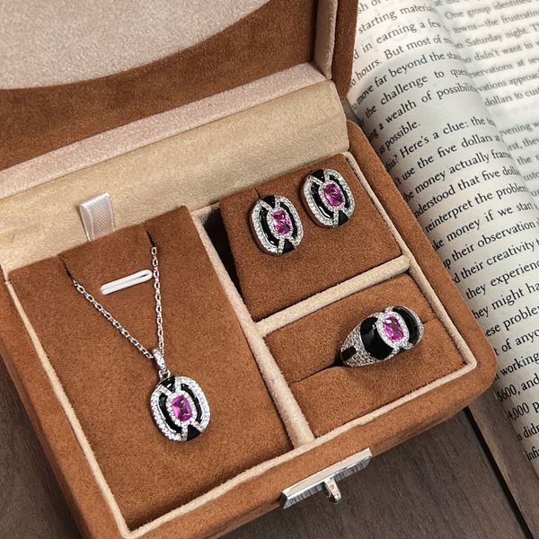 

2025 light luxury high sense Buccilati style eco-friendly brass black agate zircon necklace for women fashion personality retro tide