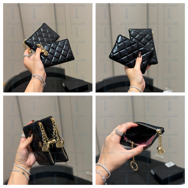 

Ladies Designer Bag Mini Zipper Wallet Coin Purses Luxury Key Pouch Caviar Leather Diamond Lattice Quilted Gold/Silver Hardware Card Holder Handbag Sacoche 11/14cm 9, Silver buckle