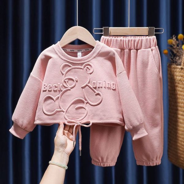 W181 Children's Two Piece Fall Wardrobe - Girls' Sporty Long-Sleeve Sweater & Matching Leggings Set