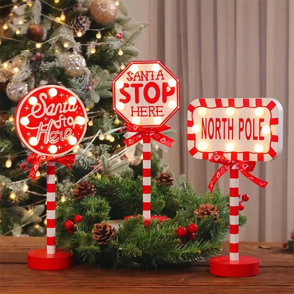 Christmas Stop Here Decor Santa Stop Here Tree Topper Desk Lamp LED Santa Stop Here Tree Topper Window Decorative Lights M251113