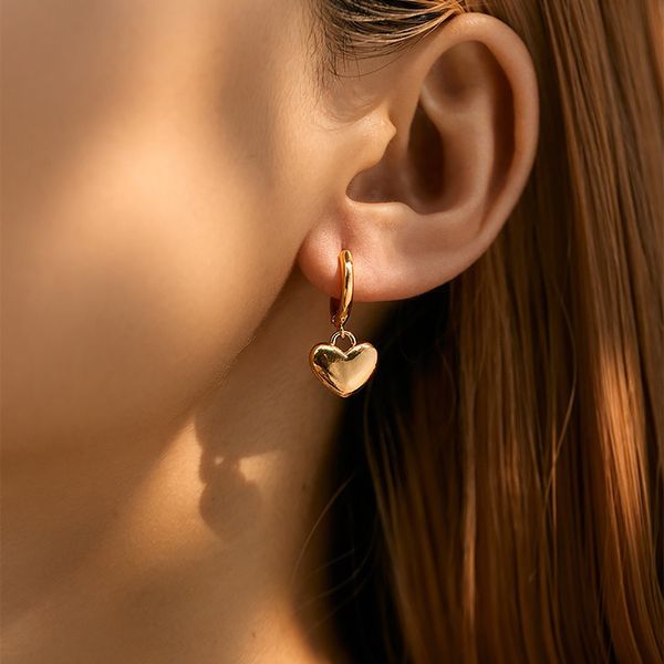 

2025 Niche light luxury retro metal love stainless steel ear buckle female design sense fashion all matching earrings simple fashion trend ear drops