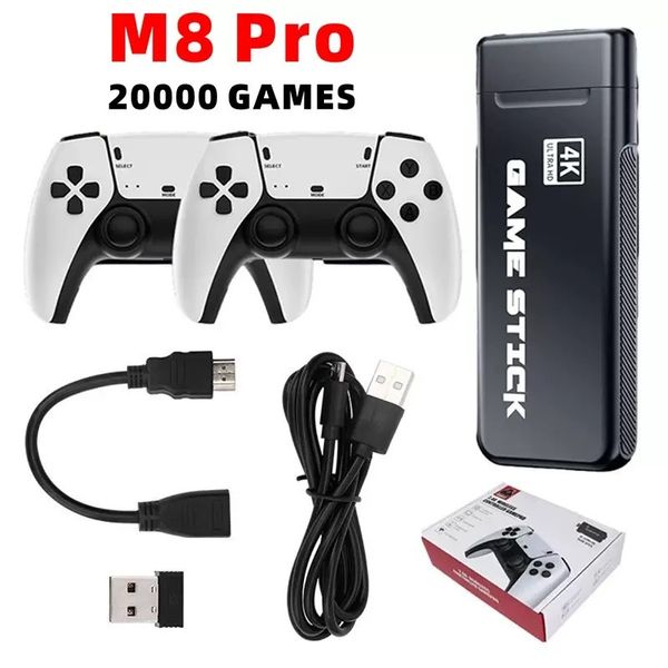 M8 Pro video game consoles 2.4G Wireless Controllers Simulators 4K Retro 20000+Games Double players Game stick for kid gift