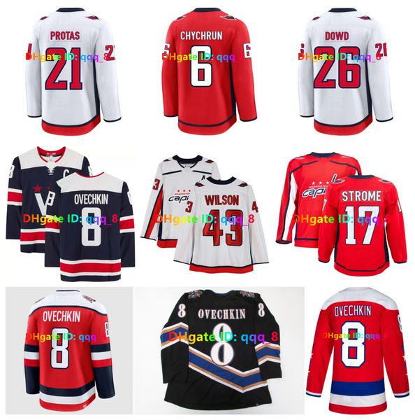 

Alexander Ovechkin Tom Wilson Capitals Hockey Jersey Strome John Carlson Jakob Chychrun Aliaksei Protas Ryan Leonard Martin Fehervary Nic Dowd McMichael Size S-3XL, Colour 1