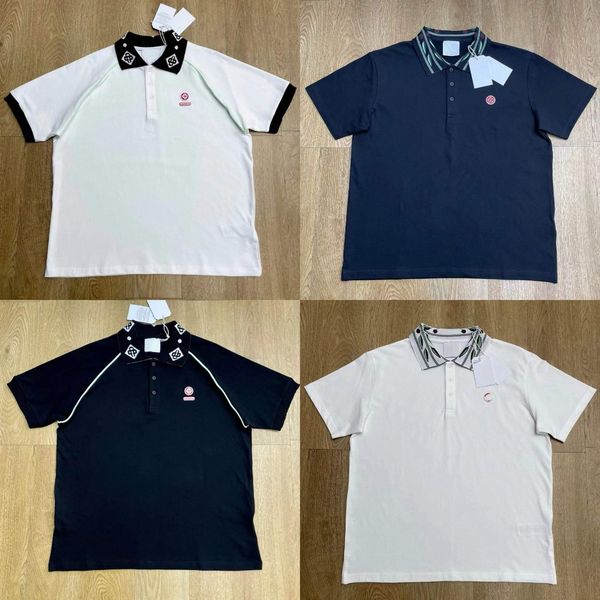 

25ss Casabalnc High Quality Men Designer Summer Cotton Polo T-shirt Trendy New Lapel Neck Button Casual Polos tshirt Short Sleeve Letter Print Pullove Tees Tops tn, Pink