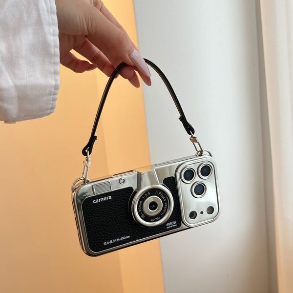 Camera Phone Case Compatible with iPhone 17/16 Pro Max Personalized Solid Color Lanyard Case iPhone 15/14 Pro Shockproof