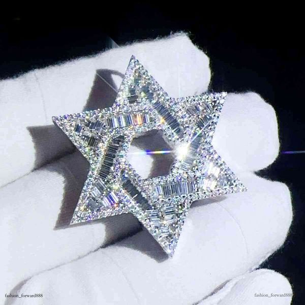 

Iced Jewelry Hip Hop Hexagon GRA Certified Vvs d Moissanite Hollow Out Tennis Necklace Pendant