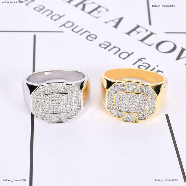 

Luxury designer New Hip Hop Men Women's ring with real sterling silver gold-plated ice out of VVS Moissanite geometry Hip Hop ring