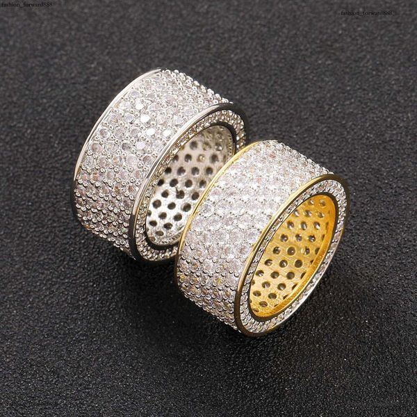 

Luxury designer Hip Hop Men and women five row ring, micro-inlaid ice out of VVS Moissanite hip hop ring