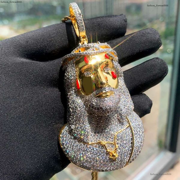 

Jesus Christ Piece Head Face Pendant for Men Iced Out Bg Cz Paved Charm Necklace with Chain Hip Hop Jewelry
