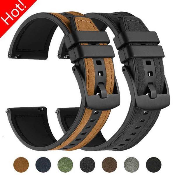 

22mm Leather Silicone Strap for Huawei Watch GT5 5Pro GT4 46mm Replacement Bracelet for Samsung Galaxy Watch 3 45mm Gear S3 46mm W251114