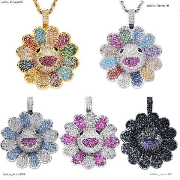 

Luxury Designer Rainbow Water Necklace Miniature Inset Sterling Silver Ice Out VVS Moissanite Hip Hop Full Diameter Rotating Pendant FREE shipping