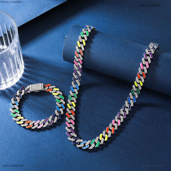 

Hot selling fashion men geometric inlaid ice out VVS Moissanite Cuban men and women domineer rap necklace hip-hop collarbone chain Free delivery