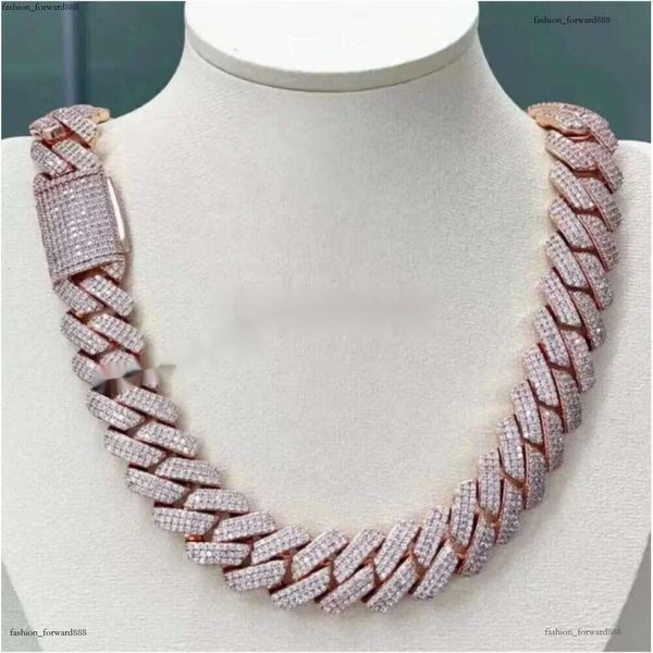 

Designer Chain Necklace Jewelry 20mm 3 row K-chain VVS Moissanite Gold plated sterstersier Cuban bracelet Hip Hop