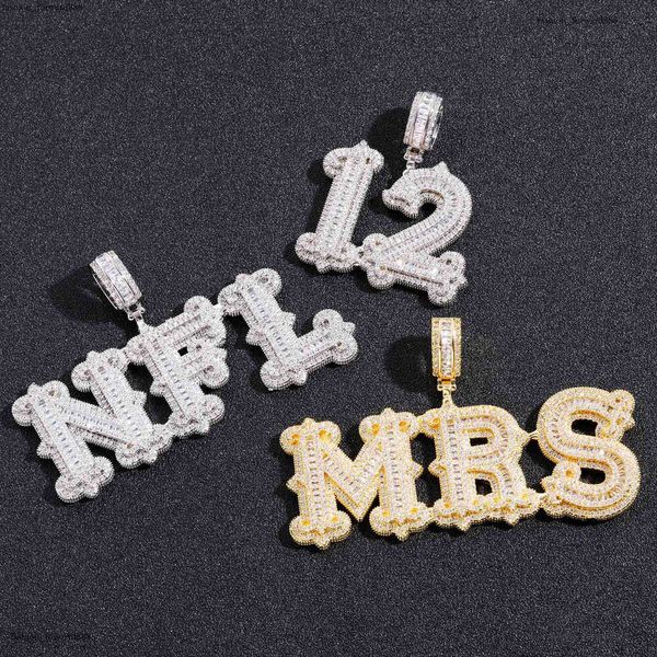 

New Hip hop full Cloud pattern with spiny rock candy letter DIY patchwork Ice out VVS Moissanite combination pendant letter necklace Free delivery