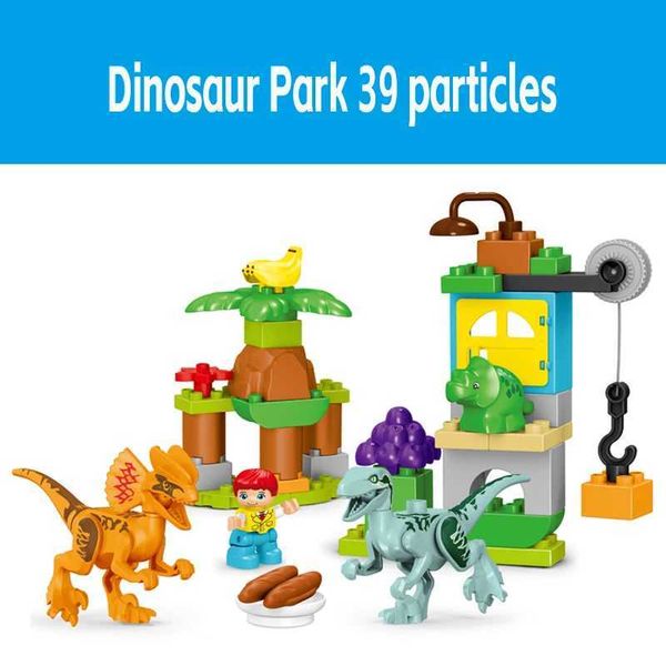 Bagged 39-80 pieces/Dinosaur Valley building block set large particle animal dinosaur world model toy compatible replicas W250415