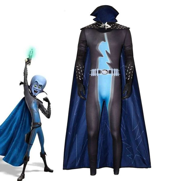 Anime Megamind Metroman Cosplay Costume Jumpsuits Cloak Uniform Suit Halloween Party Outfit for Adult Men