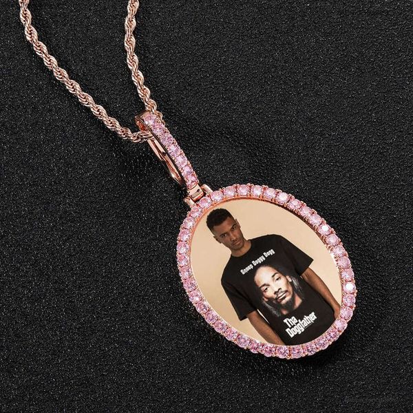 

Luxury designer new products can carry photos. Hip hop style, gold plated, ice encrusted VVS Moissanite. Oval frame pendant necklace free shipping