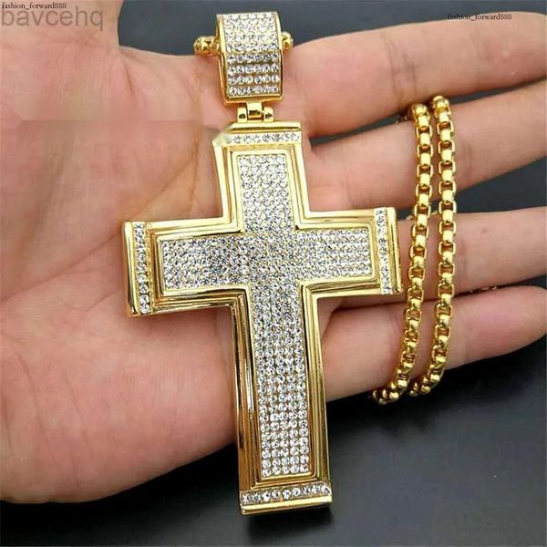 

Moissanite Necklaces Hip Hop Iced Out Big Cross Pendant For Men 14k Yellow Gold Rhie Necklace Hiphop Christian Jewelry