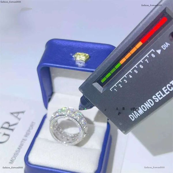 

Pass Dia Tester Mens Ring Sier White Gold Moissanite Eternity Iced Out Hip Hop Rings