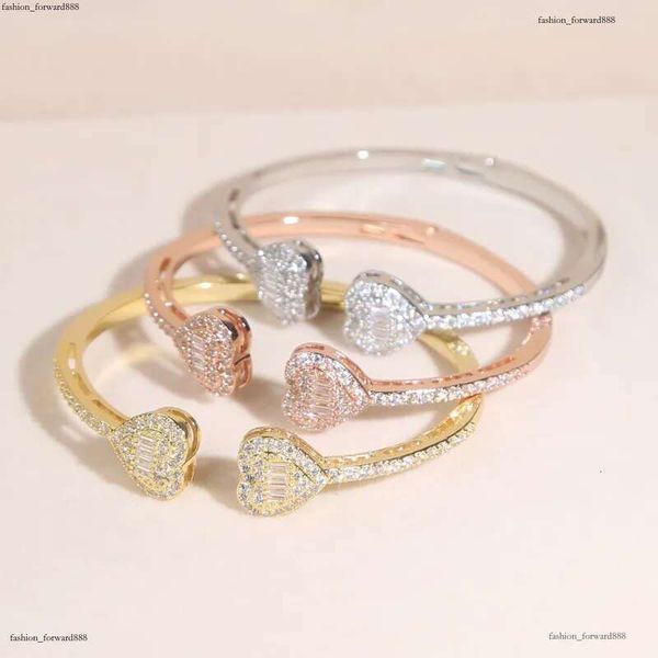 

Free Shipping Heart Love Shape Adjustable Bangle Bracelet Women Men Hip Hop Iced Out Bg Cubic Zirconia Couple Jewelry Gift