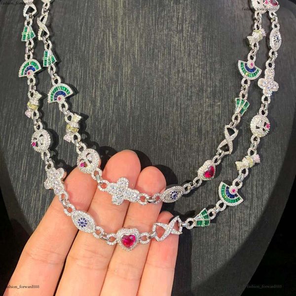 

Luxury designer Colored Ice Out VVS Moissanite Cross Evil Eyes Ice Out Cuban k Chain Hip Hop Necklace Jewelry with FREE shipping
